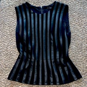 BCBG Generation blk faux leather stripped top-S